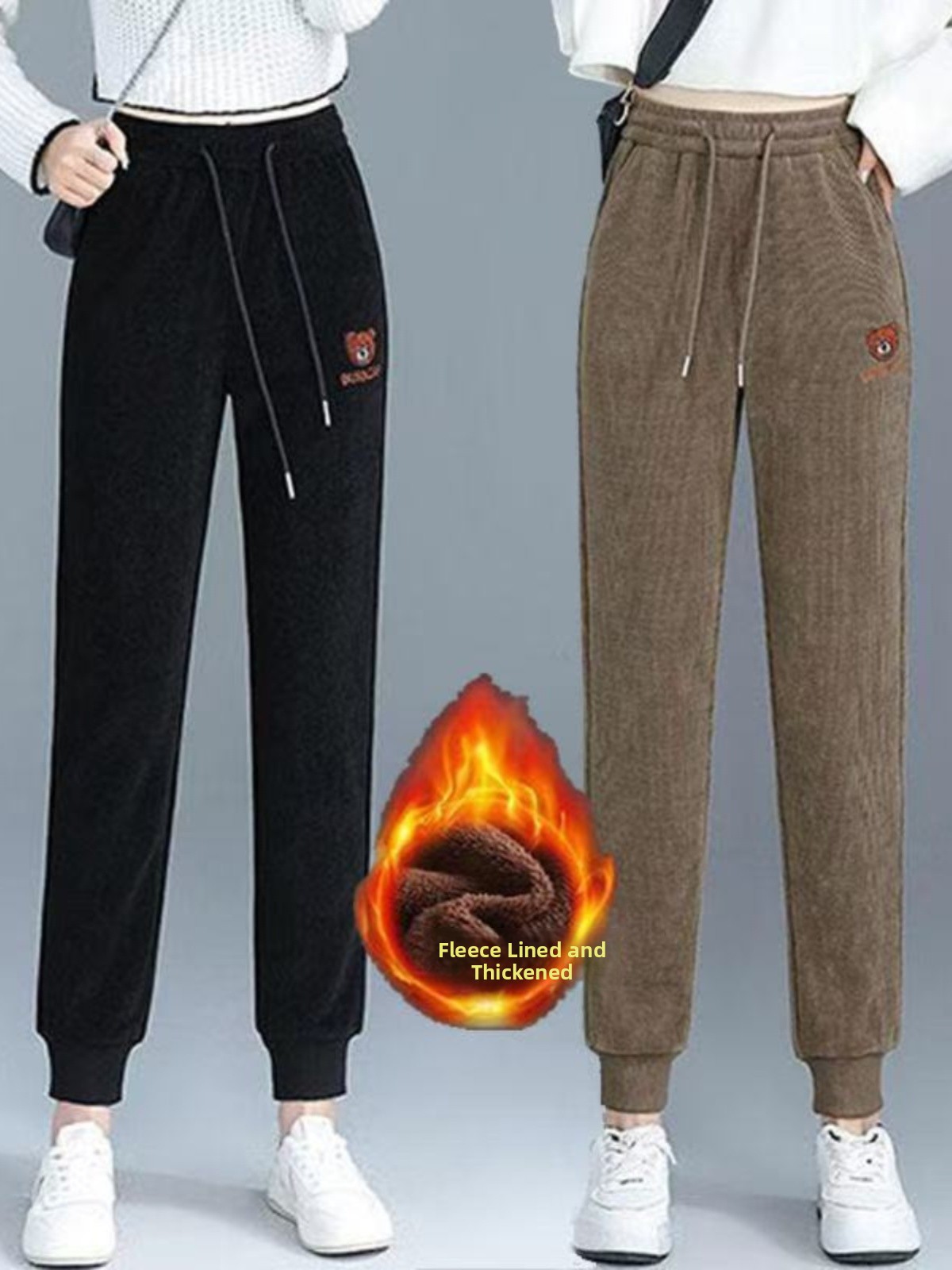 Corduroy Pant Warm - High Waist Fleece Lined Thick Corduroy