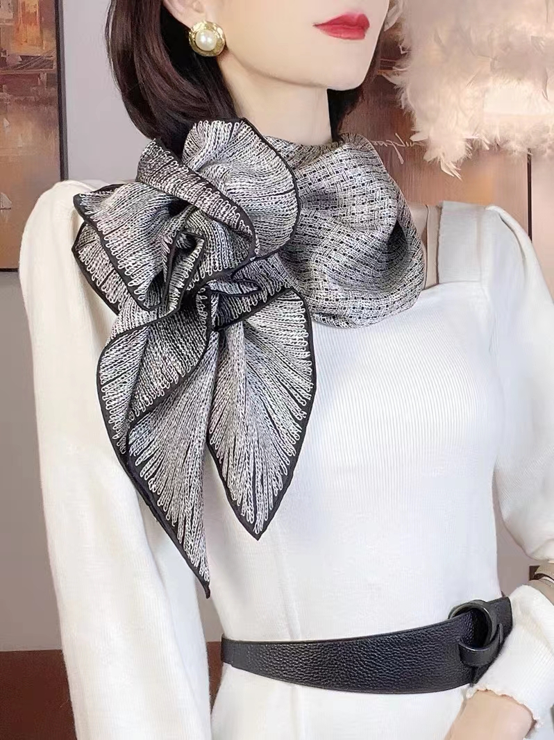 Shawl Wrap Winter - BYSIFA| Brand Silver Grey Women Silk