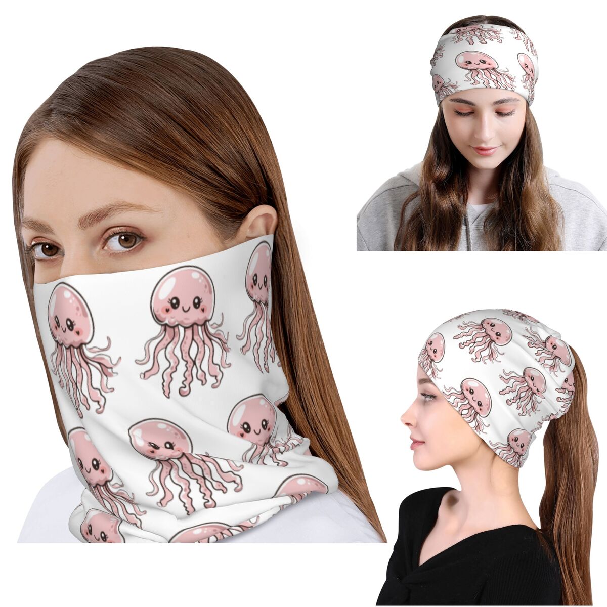Knit Beanie Hat Warm - Cute Jellyfish Kawaii Design Bandana Neck