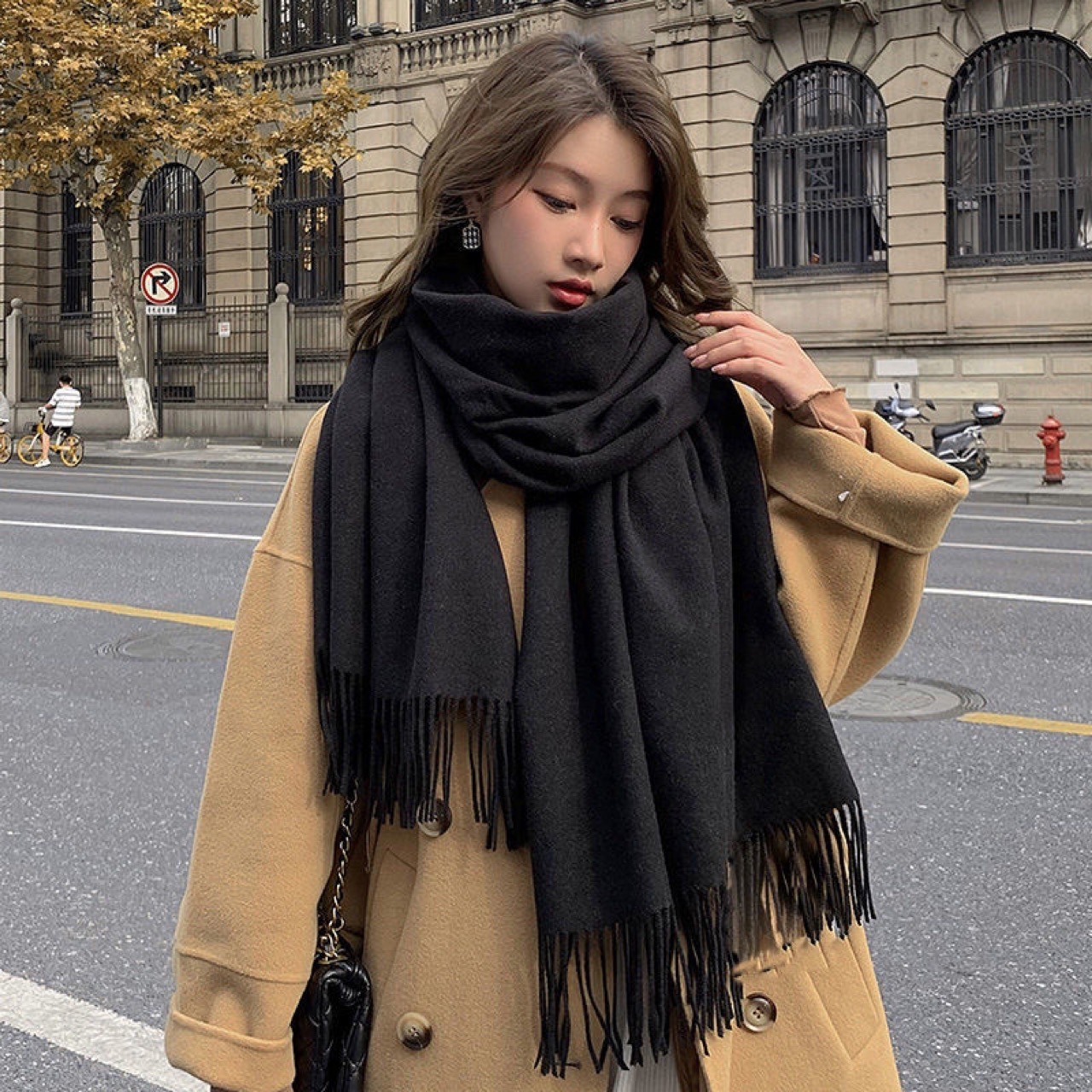 Wool Scarf Men - New Black Scarf Cashmere Woman Wool