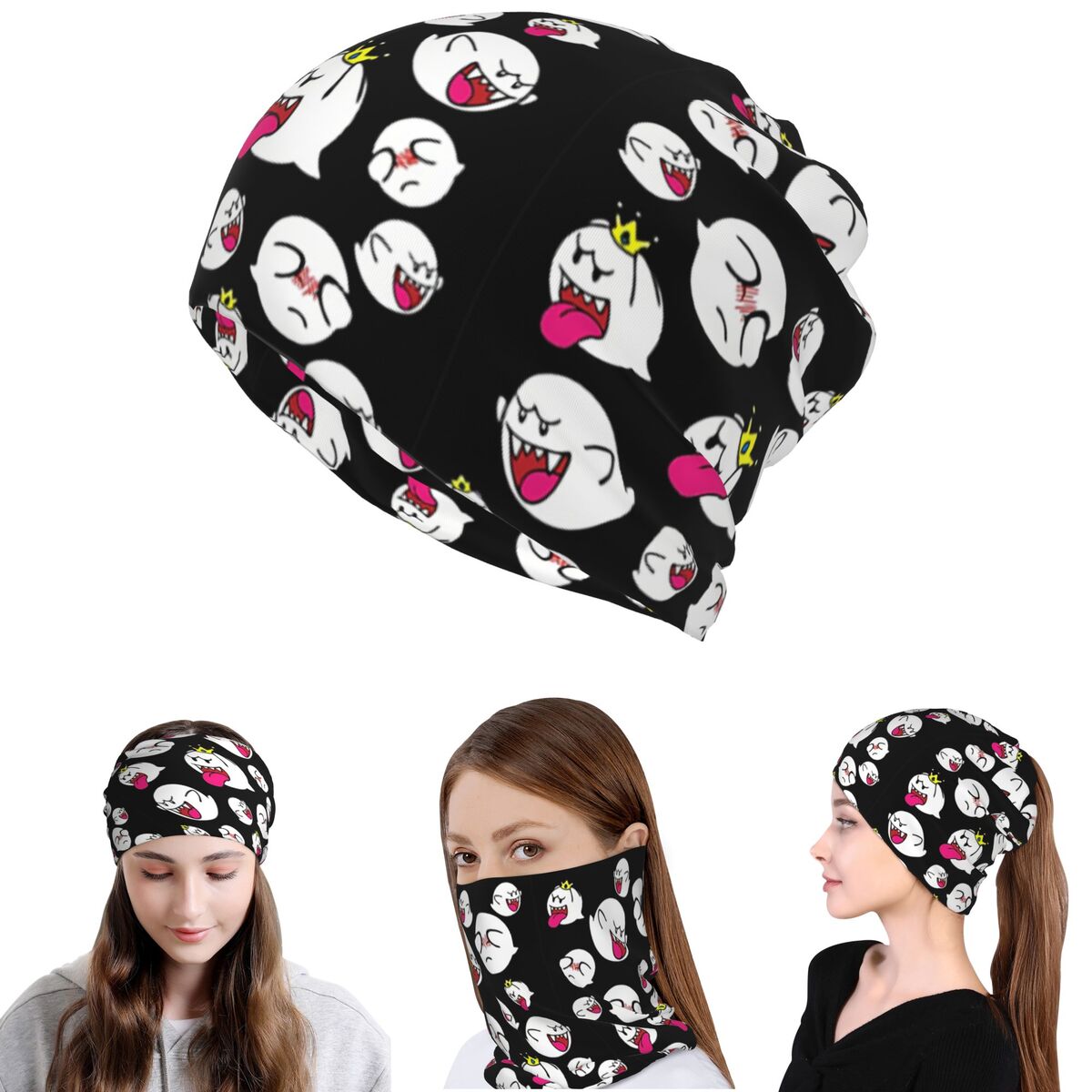 Knit Beanie Hat Warm - King Boo Bandana Neck Gaiter Mask