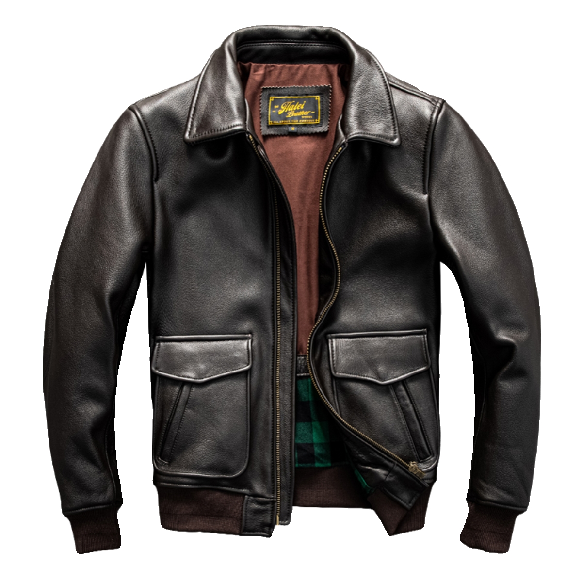 Down Jacket Packable - Dark Brown Winter Leather Jacket Men