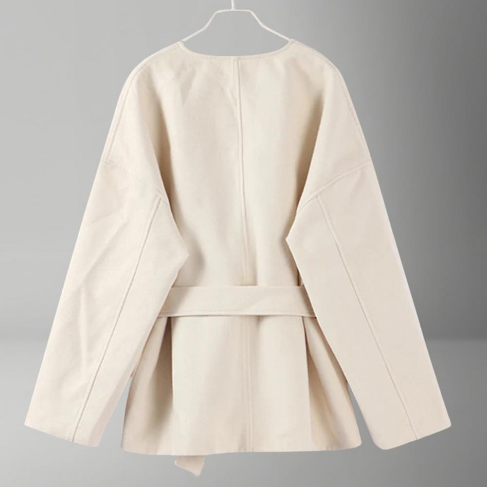 Lace-up Waist Jacket Stylish W - Wool Coat Peacoat 리뷰 및 가격