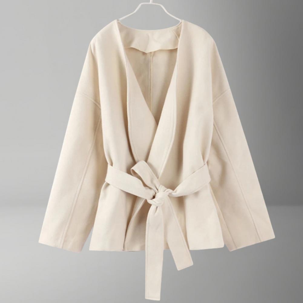 Lace-up Waist Jacket Stylish W - Wool Coat Peacoat 리뷰 및 가격
