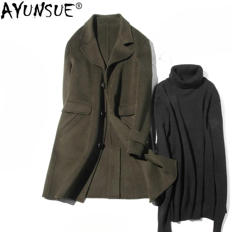 AYUNSUE 100% Wool Coat Men Aut - Wool Coat Peacoat 리뷰 및 가격