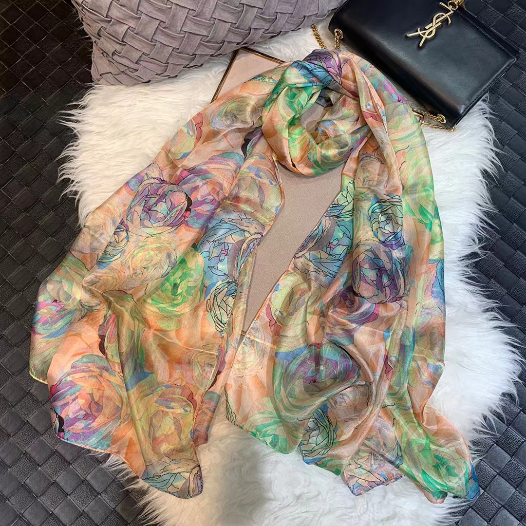 Ladies Green 100% Silk Scarf S - Shawl Wrap Winter 리뷰 및 가격