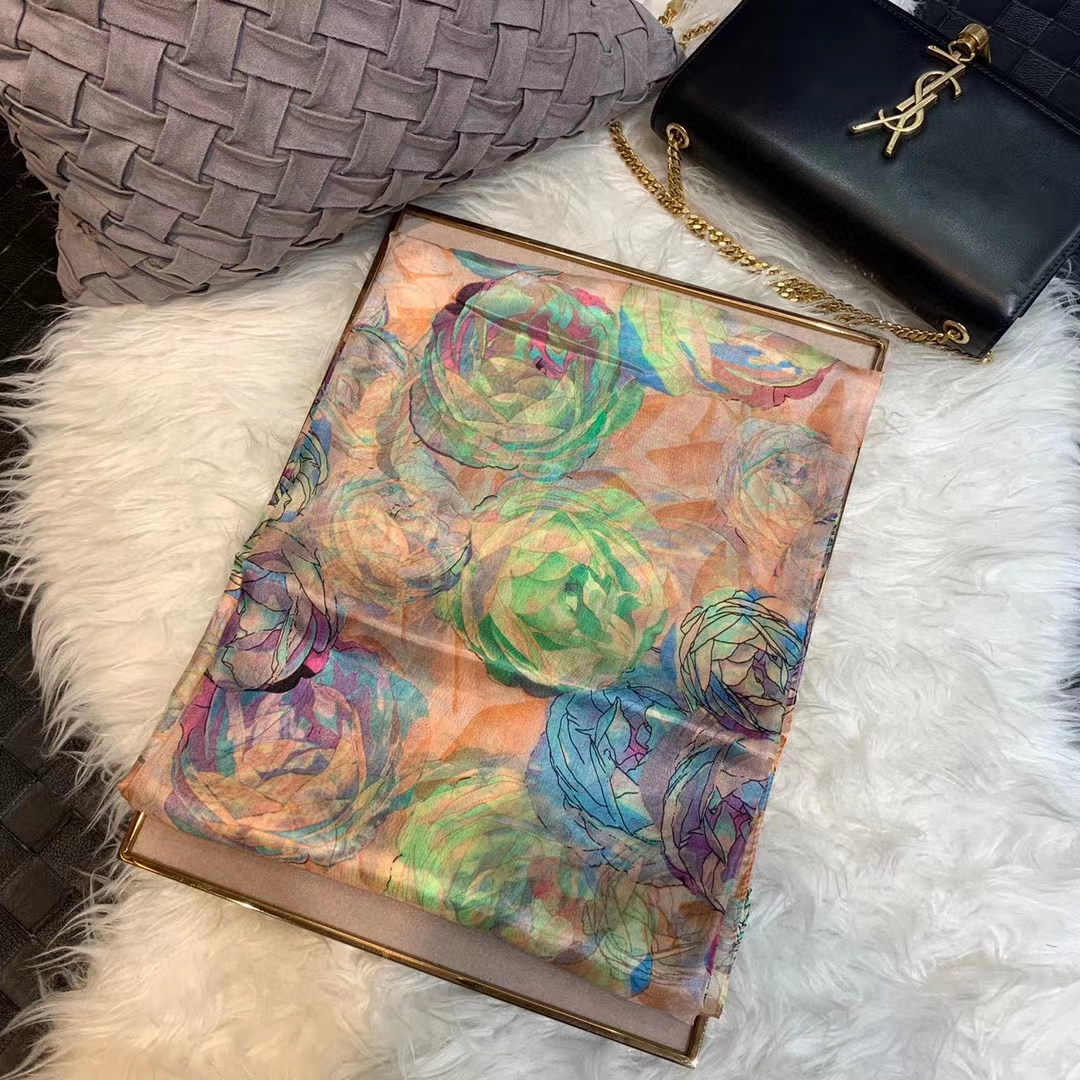 Ladies Green 100% Silk Scarf S - Shawl Wrap Winter 리뷰 및 가격