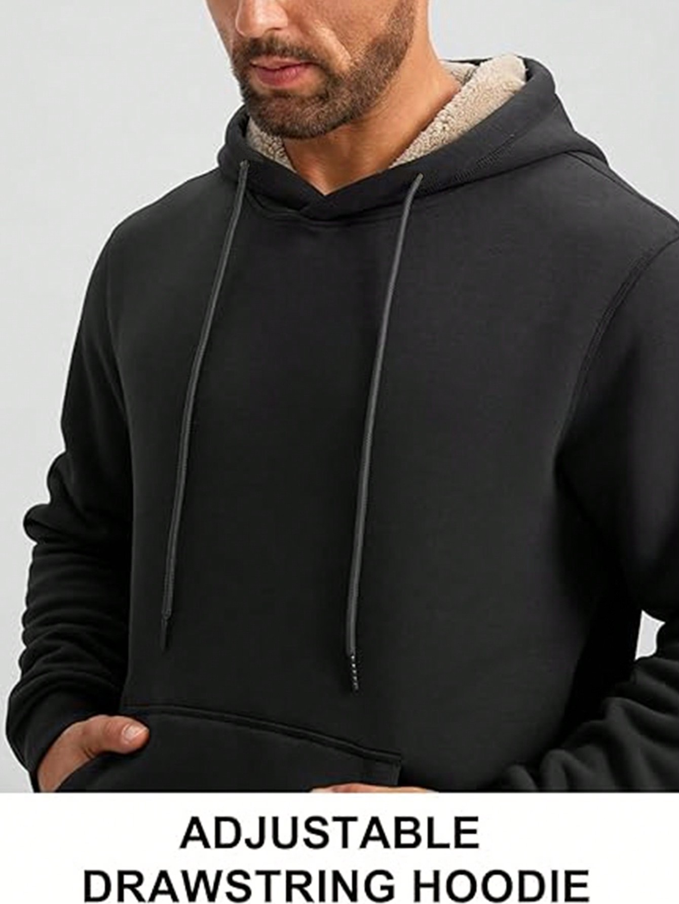 Men's Black Sherpa-Lined Hoodi - Sherpa Hoodie Fleece 리뷰 및 가격