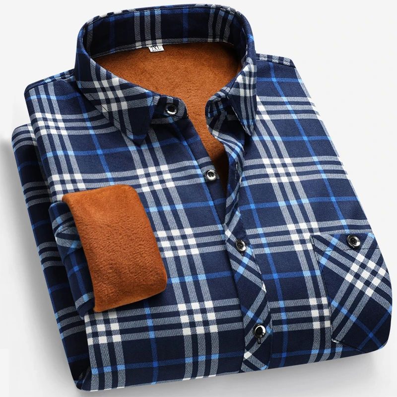 Autumn and Winter Men's Fleece - Flannel Shirt Lined 리뷰 및 가격