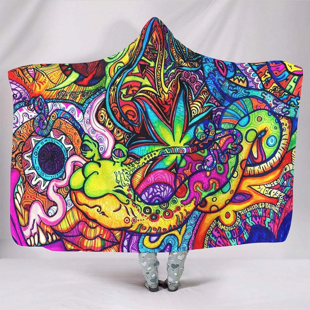 Abstract Bright Trippy Rainbow - Sherpa Hoodie Fleece 리뷰 및 가격