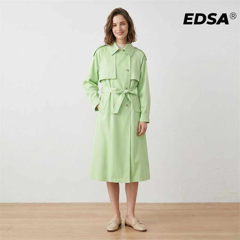 EDSA Women Green Trench Style  - Down Jacket Packable 리뷰 및 가격