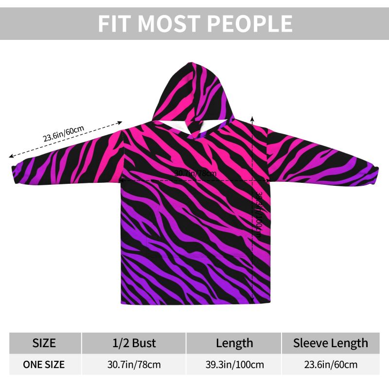 Zebra Stripe Print Wearable Bl - Sherpa Hoodie Fleece 리뷰 및 가격