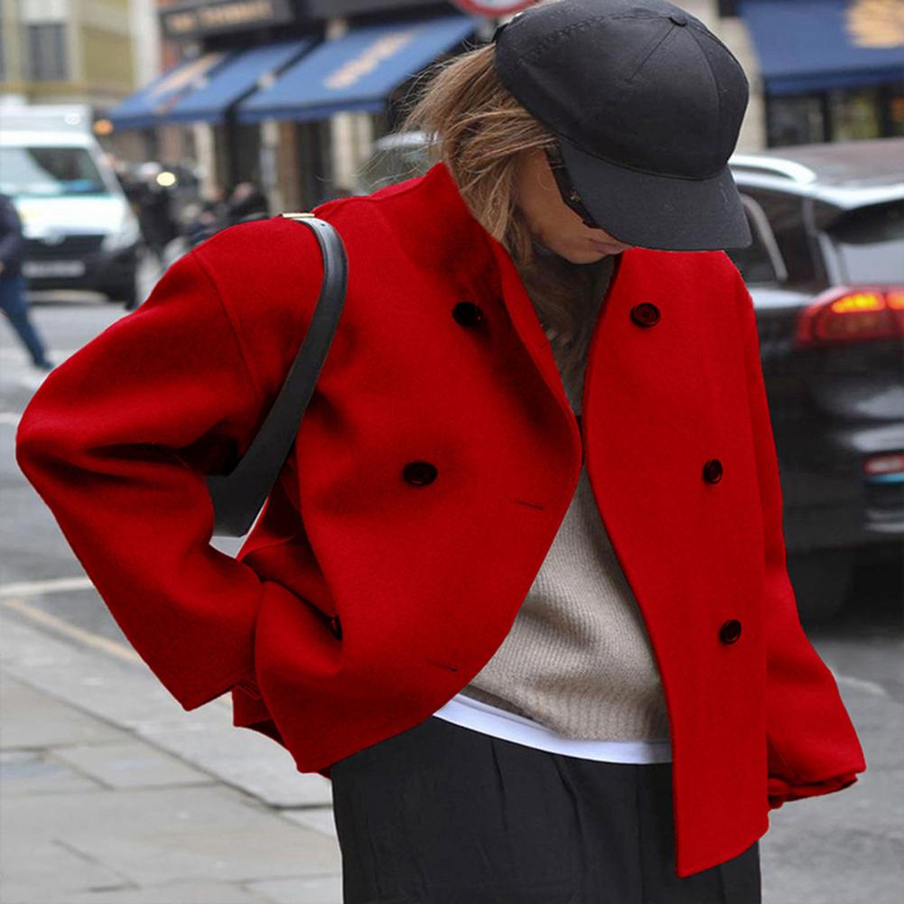 Women's Winter Cropped Wool Co - Wool Coat Peacoat 리뷰 및 가격