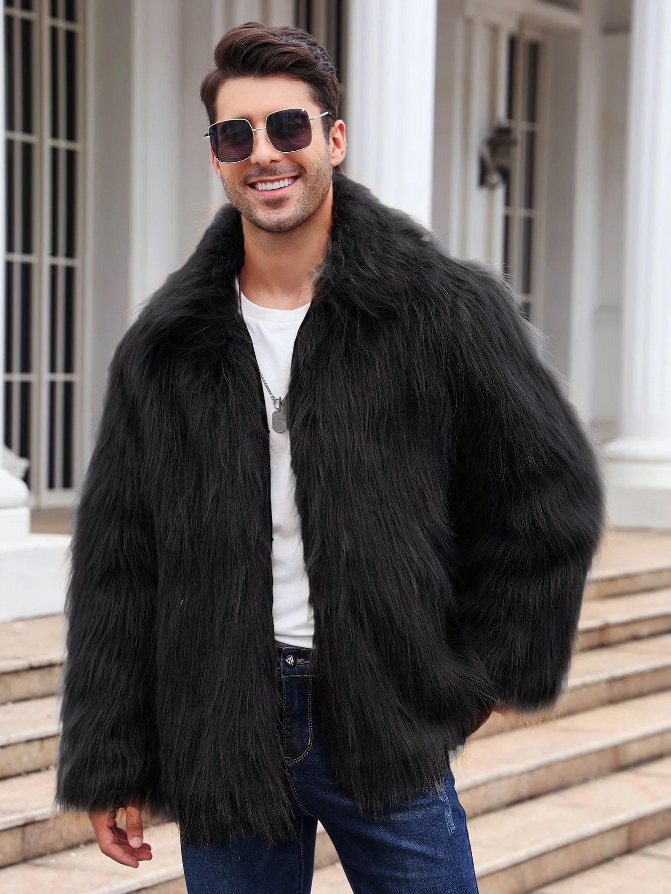 Men Faux Fox Fur Jacket Coat W - Down Jacket Packable 리뷰 및 가격
