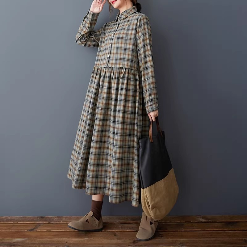 Korean Loose Retro Plaid Shirt - Flannel Shirt Lined 리뷰 및 가격