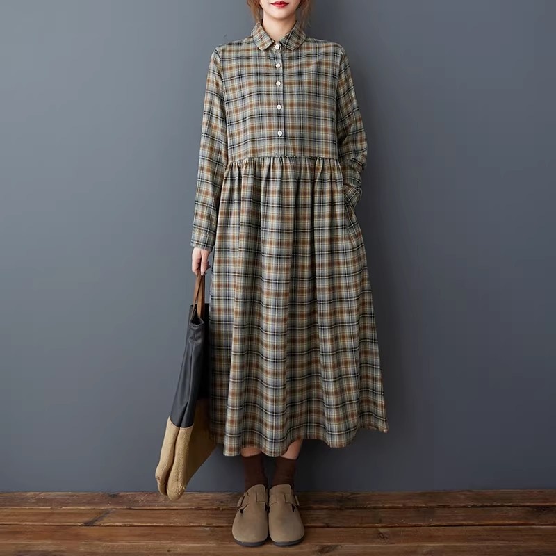 Korean Loose Retro Plaid Shirt - Flannel Shirt Lined 리뷰 및 가격