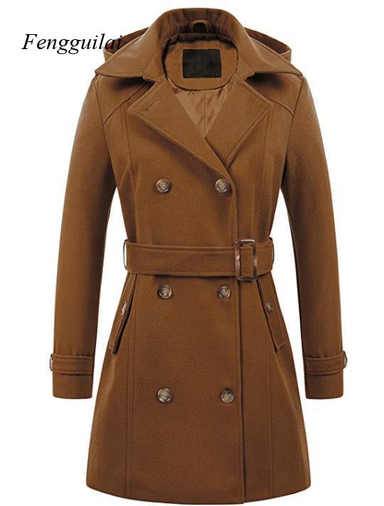 Women's Black Hooded Double Br - Wool Coat Peacoat 리뷰 및 가격