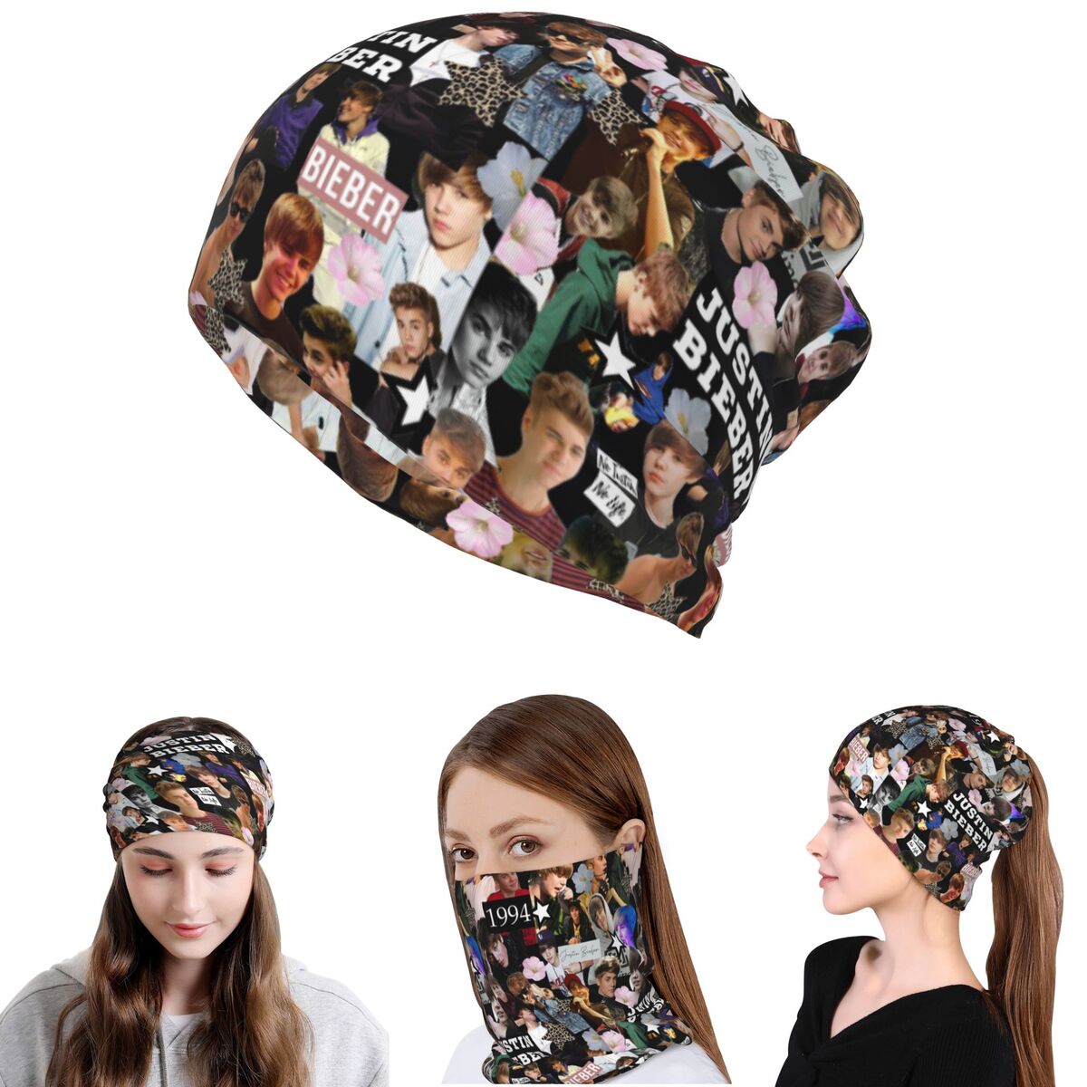 Justin Bieber Bandana Neck Cov - Knit Beanie Hat Warm 리뷰 및 가격