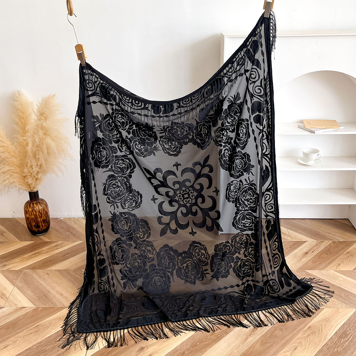 Retro Velvet Tassel Scarf Flor - Shawl Wrap Winter 리뷰 및 가격