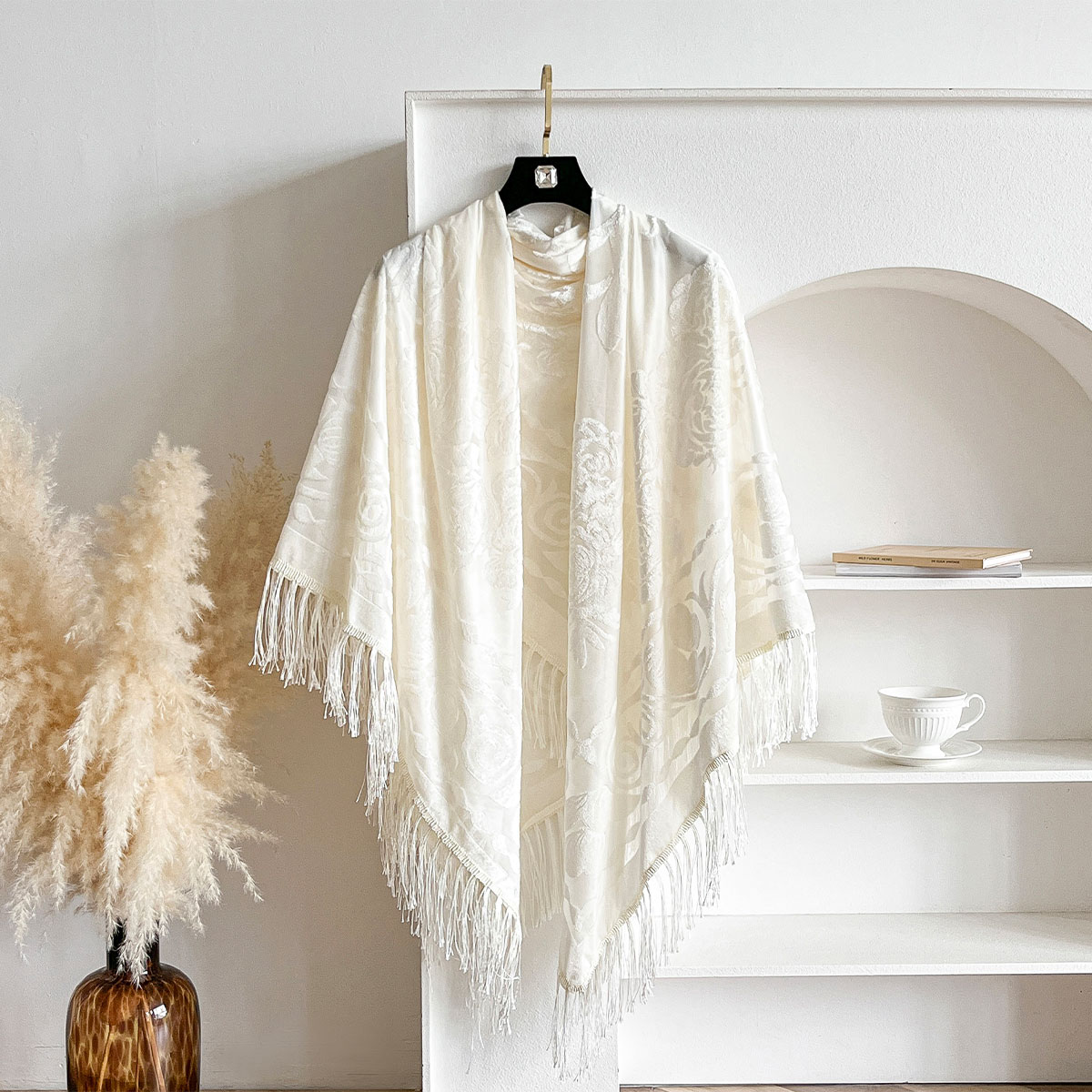 Retro Velvet Tassel Scarf Flor - Shawl Wrap Winter 리뷰 및 가격