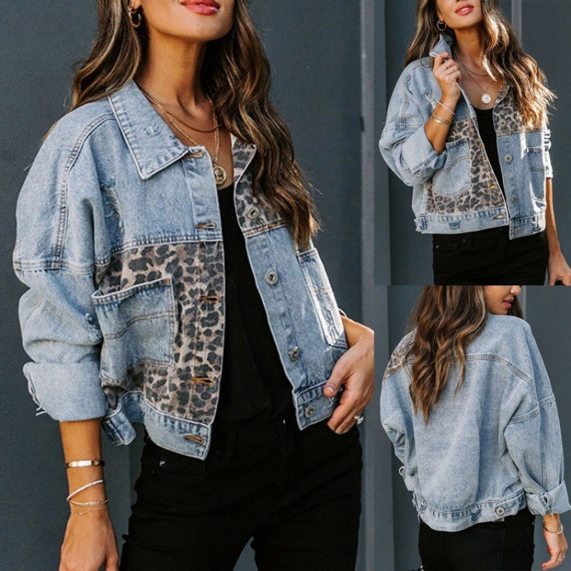 Leopard Stitching Denim Jacket - Down Jacket Packable 리뷰 및 가격