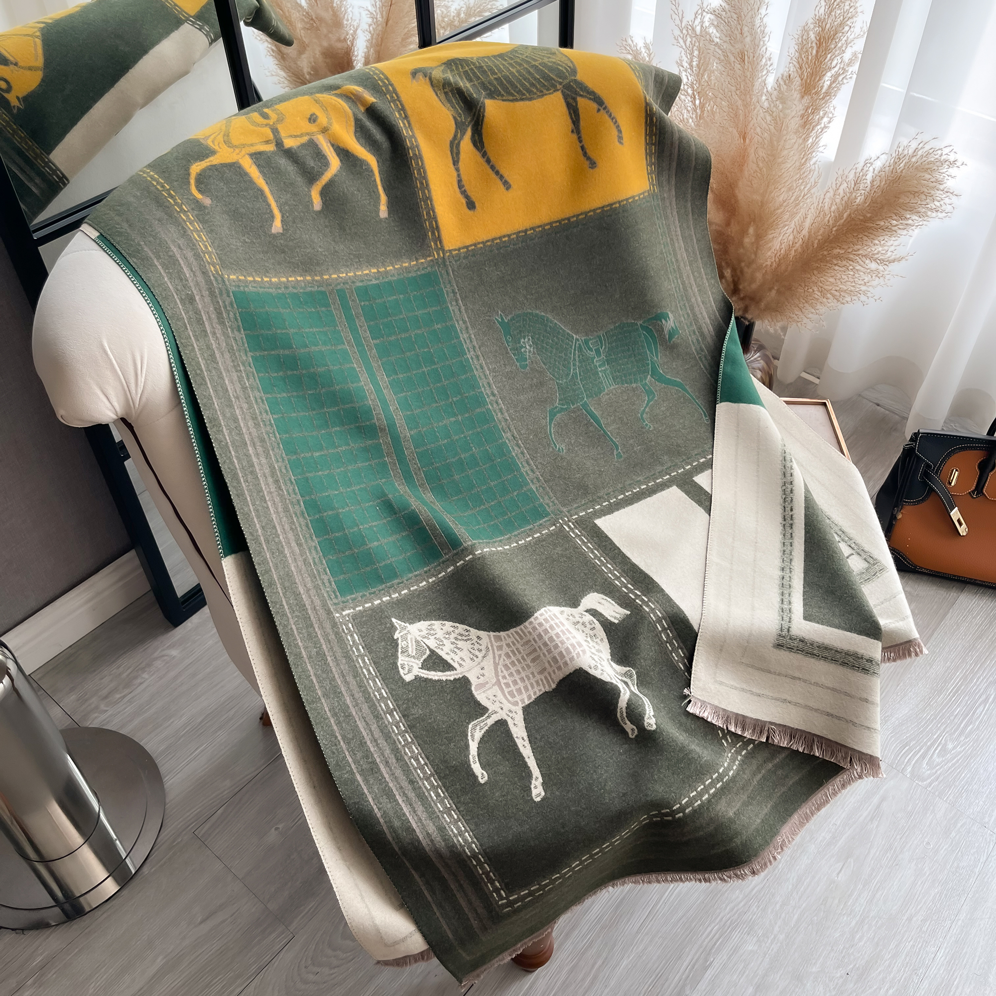 Brand Horse Print Scarf pashmi - Cashmere Pashmina Wrap 리뷰 및 가격