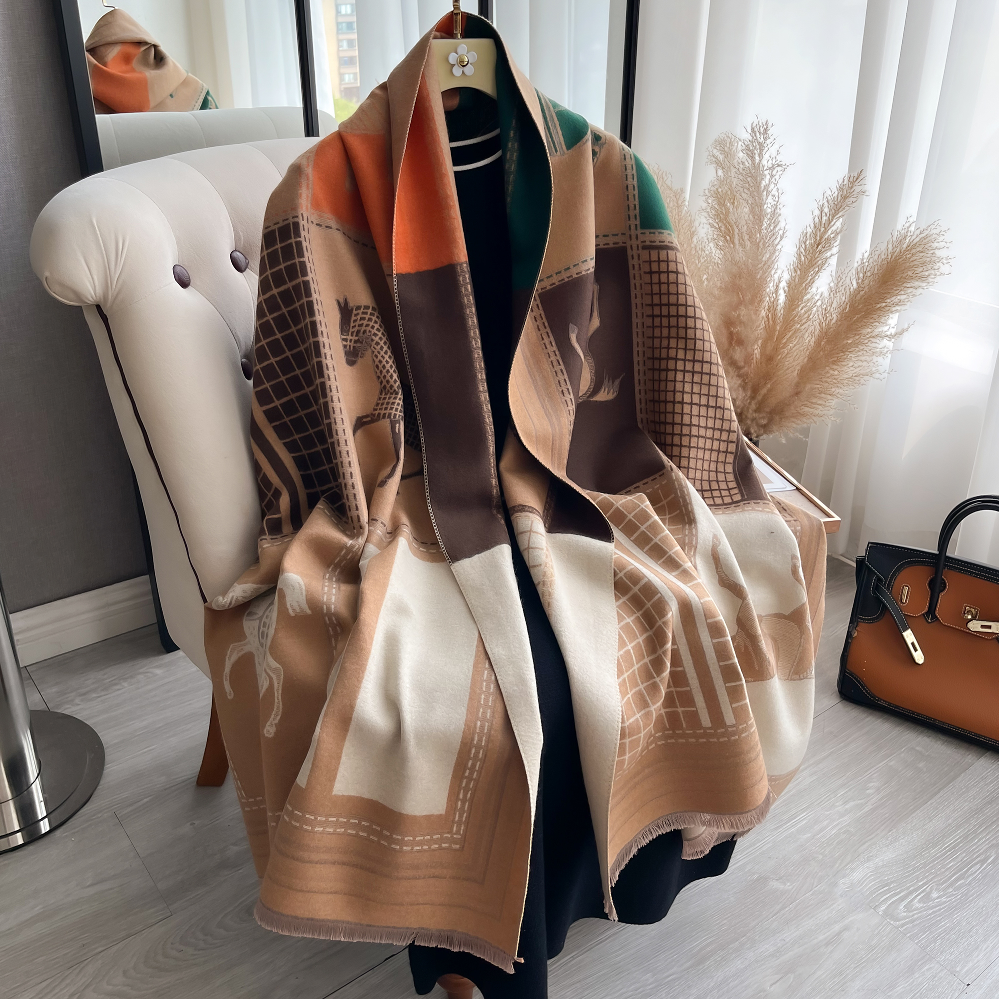 Brand Horse Print Scarf pashmi - Cashmere Pashmina Wrap 리뷰 및 가격